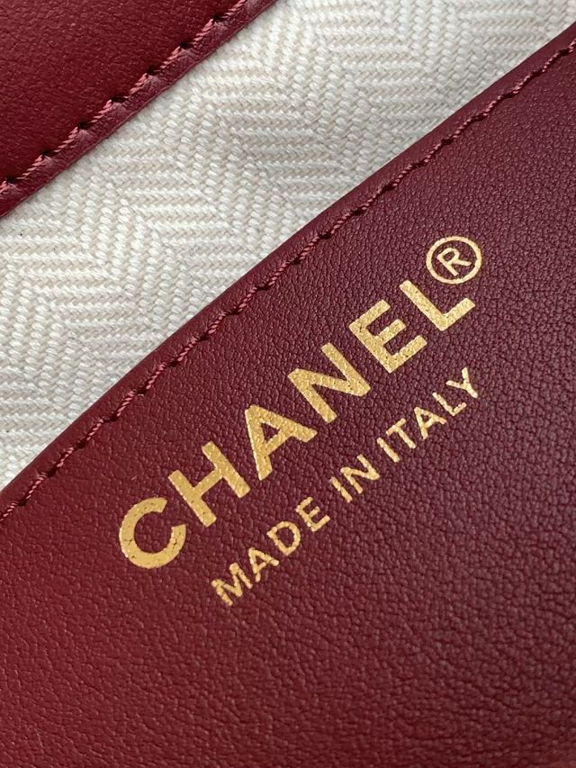 CC suede calfskin mini bucket bag AS6537 red
