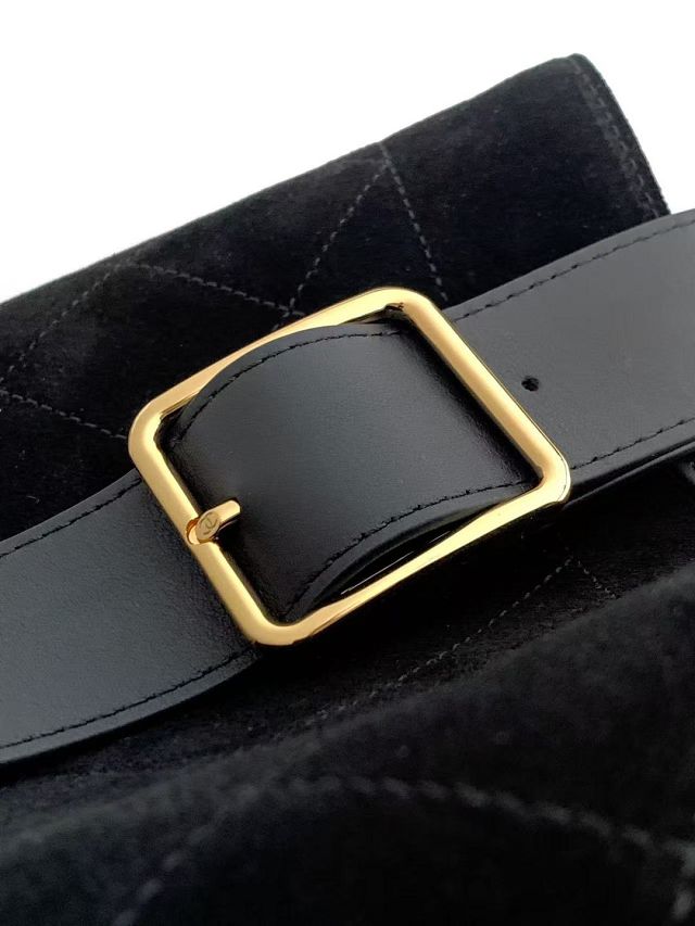 CC suede calfskin small bucket bag AS6584 black