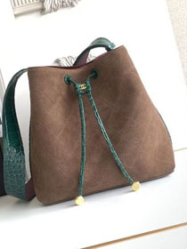CC suede calfskin small bucket bag AS6584 brown