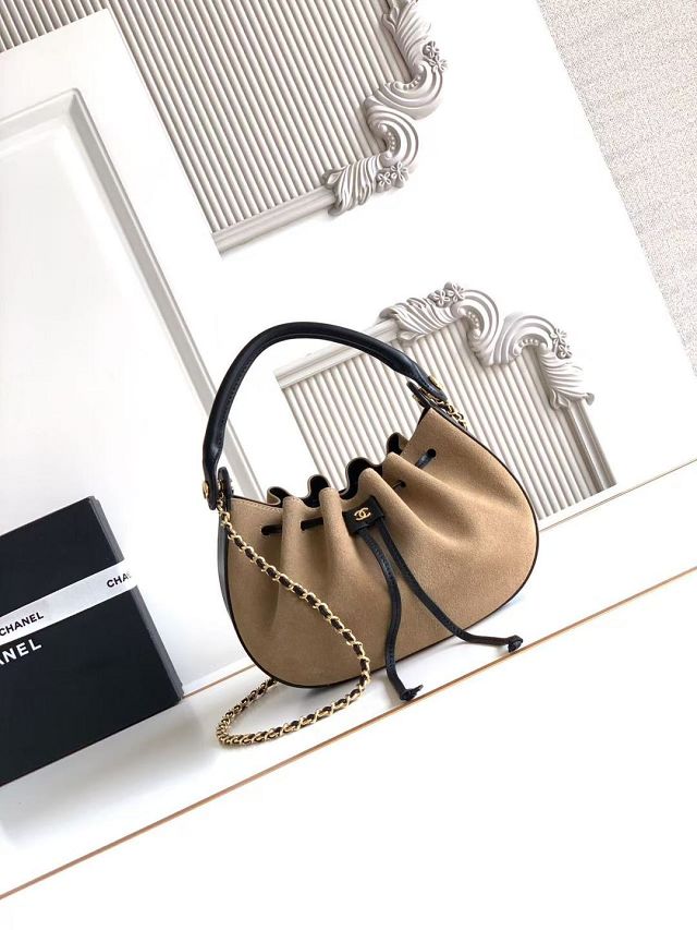CC suede calfskin small hobo bag AS6617 beige