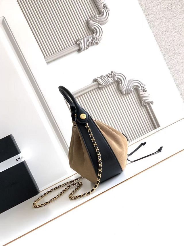 CC suede calfskin small hobo bag AS6617 beige