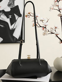 CC crocodile calfskin clutch with strap AP5360 black