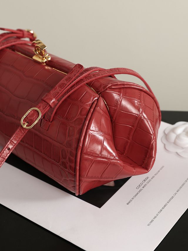 CC crocodile calfskin clutch with strap AP5360 red