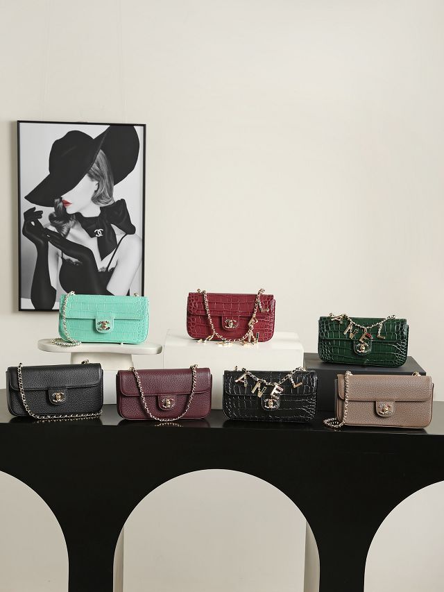CC crocodile calfskin small flap bag AS6340