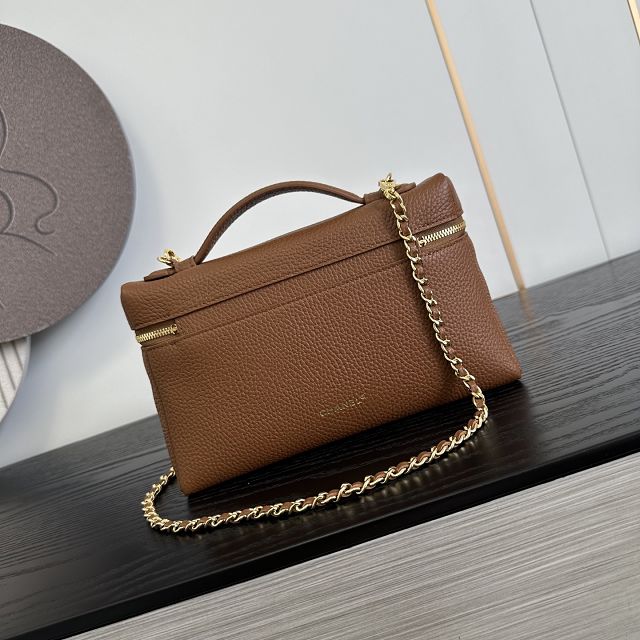 CC grained calfskin large vanity with chain AP5347 brown