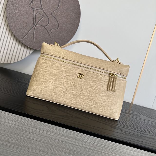 CC grained calfskin top handle flap bag AS6473 beige