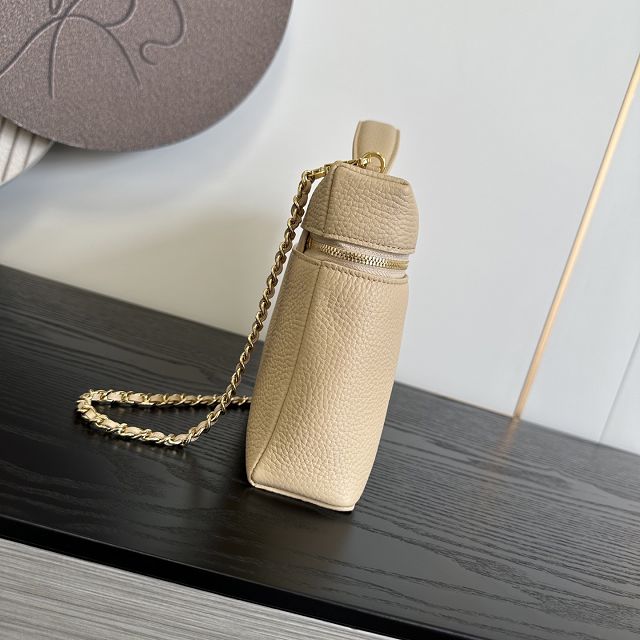 CC grained calfskin top handle flap bag AS6473 beige