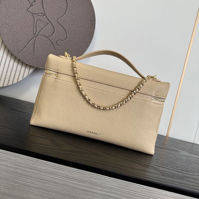 CC grained calfskin top handle flap bag AS6473 beige