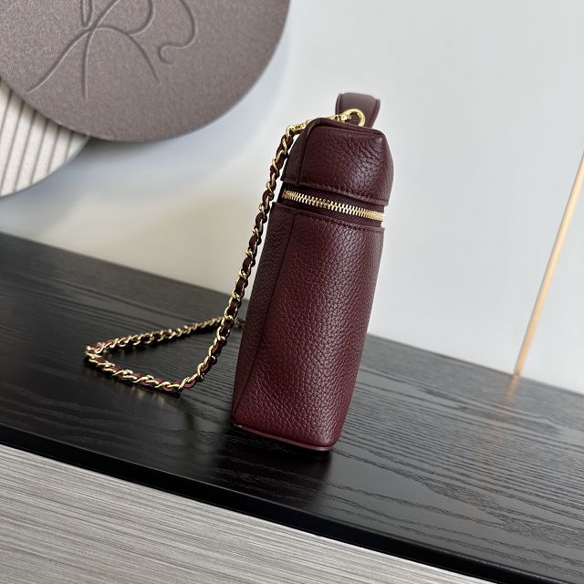 CC grained calfskin top handle flap bag AS6473 bordeaux