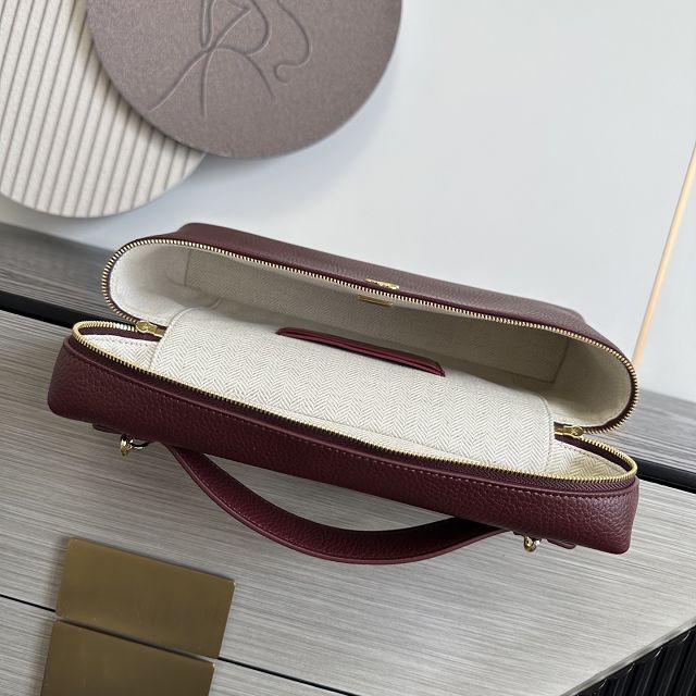 CC grained calfskin top handle flap bag AS6473 bordeaux