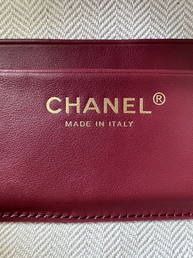 CC grained calfskin top handle flap bag AS6473 bordeaux