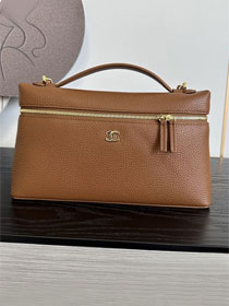CC grained calfskin top handle flap bag AS6473 brown