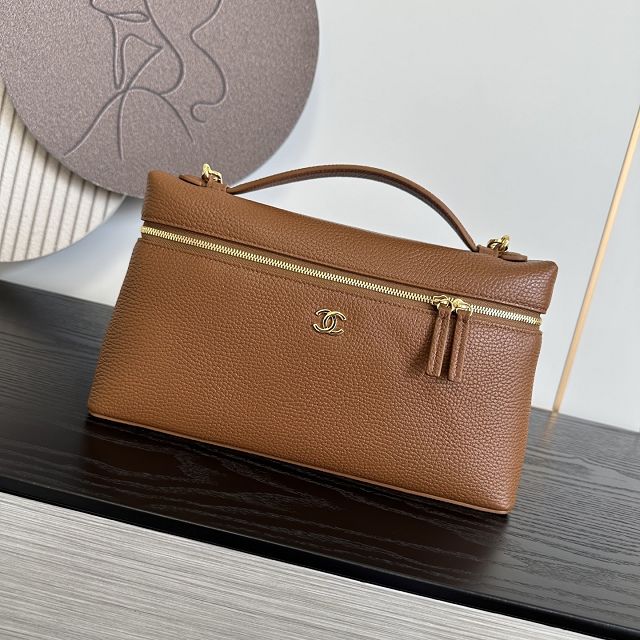 CC grained calfskin top handle flap bag AS6473 brown