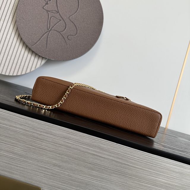 CC grained calfskin top handle flap bag AS6473 brown