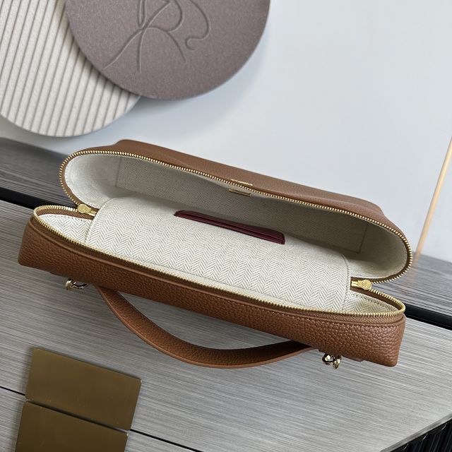 CC grained calfskin top handle flap bag AS6473 brown