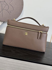 CC grained calfskin top handle flap bag AS6473 grey