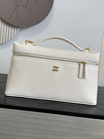 CC grained calfskin top handle flap bag AS6473 white