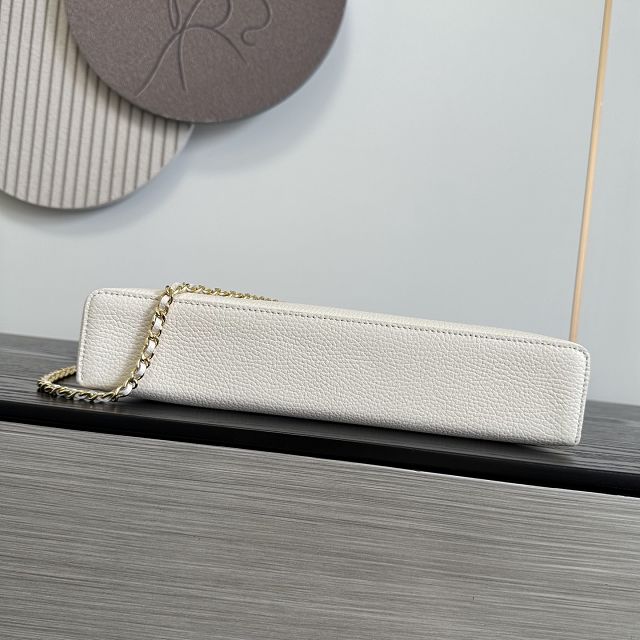CC grained calfskin top handle flap bag AS6473 white