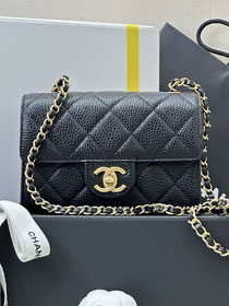 CC original grained calfskin clutch with chain AP5981 black