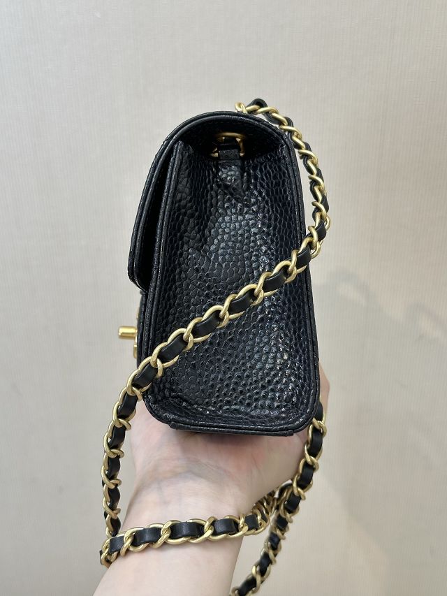 CC original grained calfskin clutch with chain AP5981 black