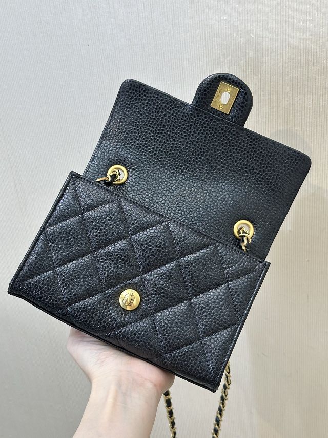 CC original grained calfskin clutch with chain AP5981 black