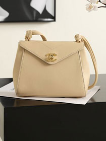 CC calfskin small flap bag AS6223 beige