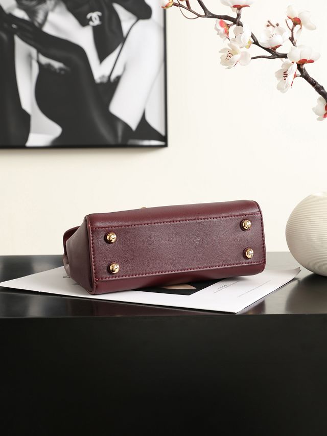 CC calfskin small flap bag AS6223 bordeaux