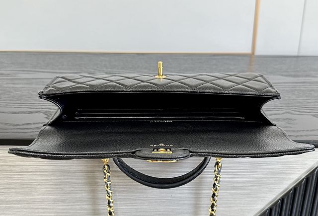 CC grained calfskin clutch with chain vanity with chain AP5346 black