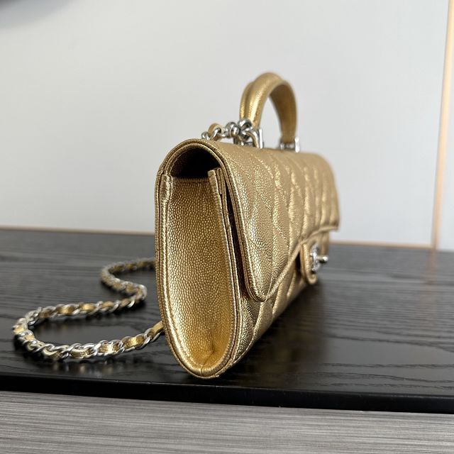 CC grained calfskin clutch with chain vanity with chain AP5346 gold