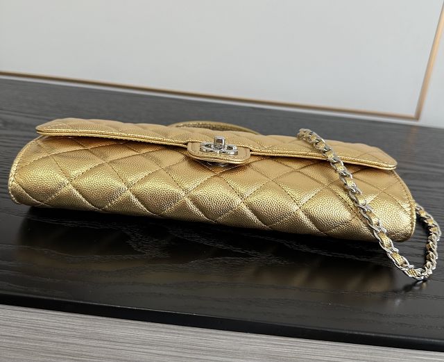 CC grained calfskin clutch with chain vanity with chain AP5346 gold