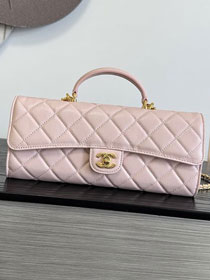CC grained calfskin clutch with chain vanity with chain AP5346 pink
