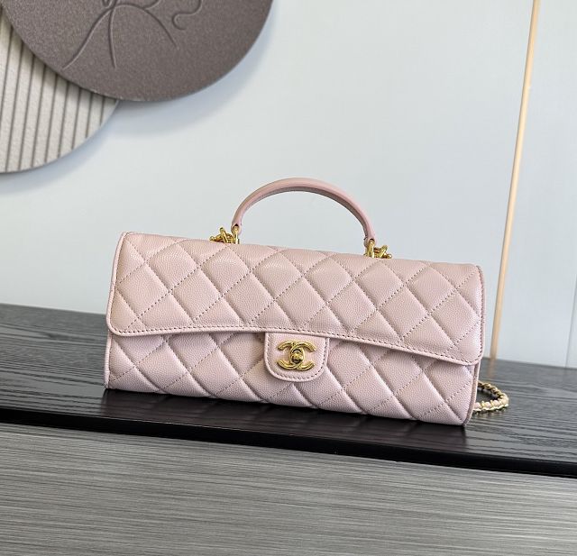 CC grained calfskin clutch with chain vanity with chain AP5346 pink