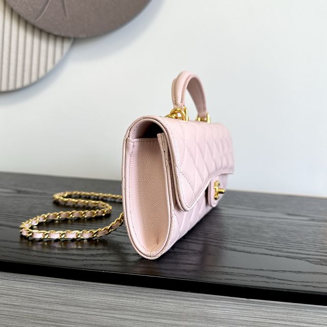 CC grained calfskin clutch with chain vanity with chain AP5346 pink
