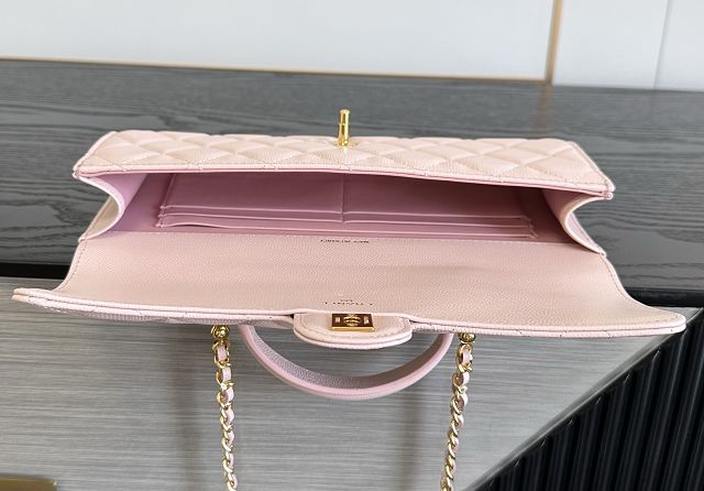 CC grained calfskin clutch with chain vanity with chain AP5346 pink