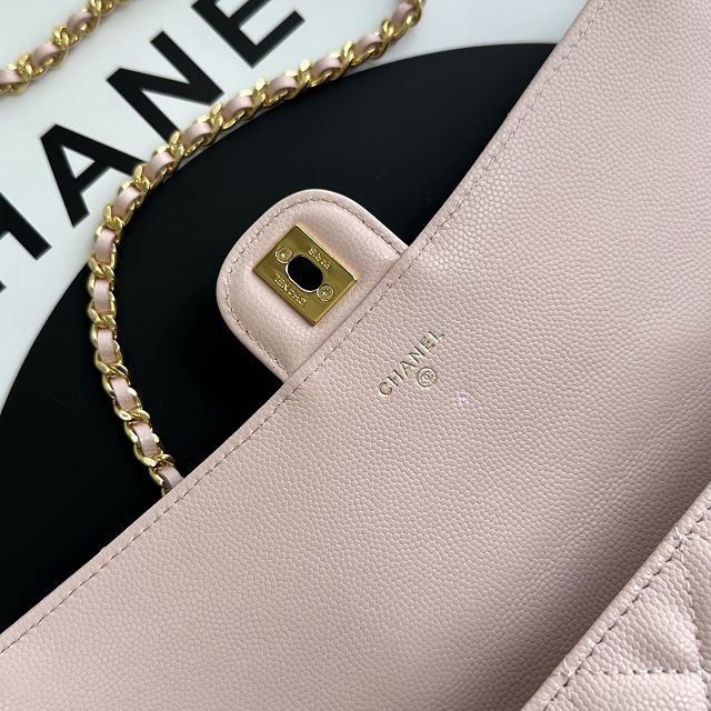 CC grained calfskin clutch with chain vanity with chain AP5346 pink