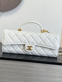 CC grained calfskin clutch with chain vanity with chain AP5346 white