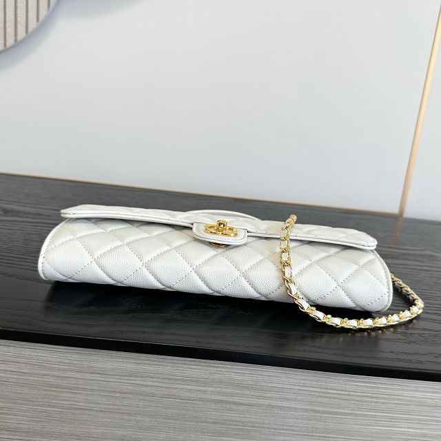 CC grained calfskin clutch with chain vanity with chain AP5346 white