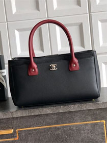 CC grained calfskin small tote bag AS2156 black&red