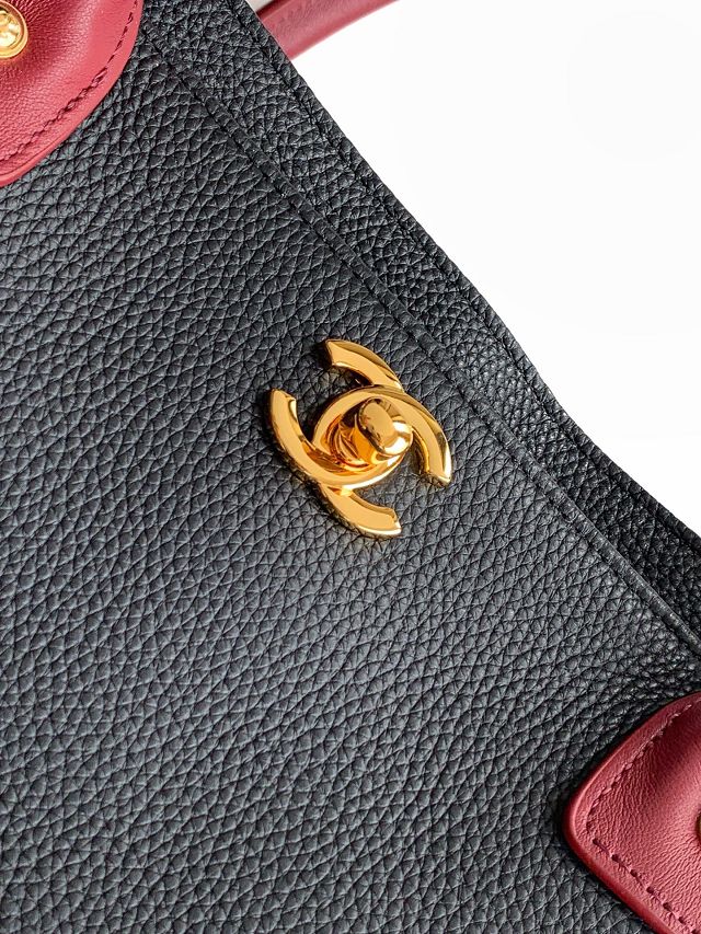 CC grained calfskin small tote bag AS2156 black&red