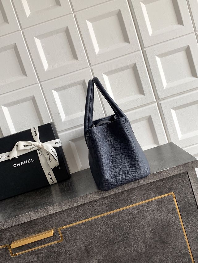 CC grained calfskin small tote bag AS2156 dark blue