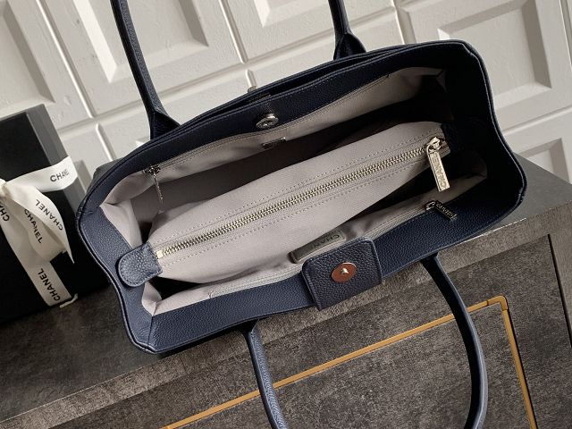 CC grained calfskin small tote bag AS2156 dark blue