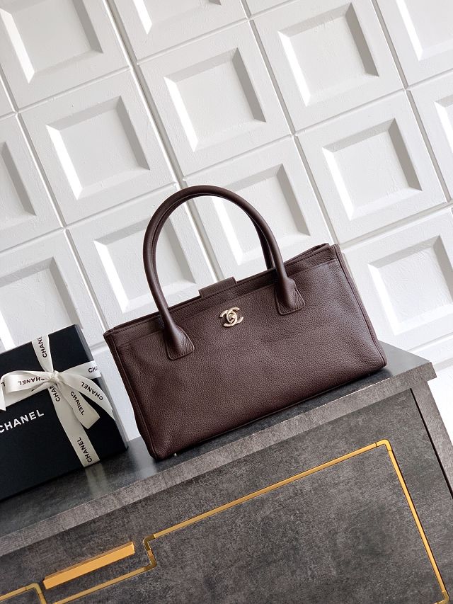 CC grained calfskin small tote bag AS2156 dark brown