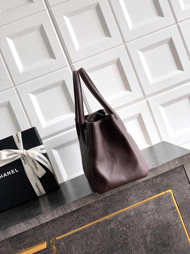 CC grained calfskin small tote bag AS2156 dark brown