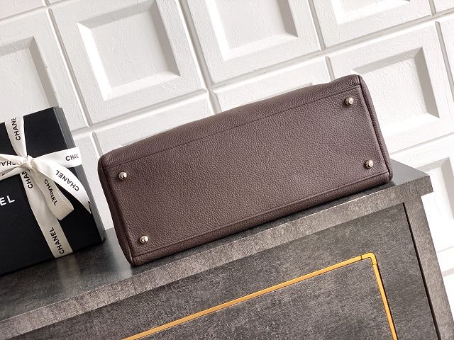 CC grained calfskin small tote bag AS2156 dark brown