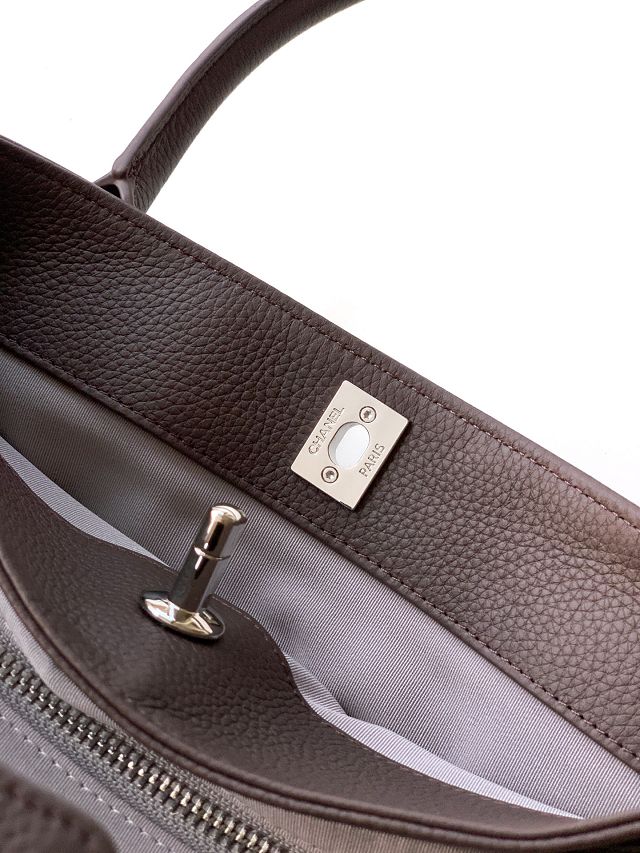 CC grained calfskin small tote bag AS2156 dark brown