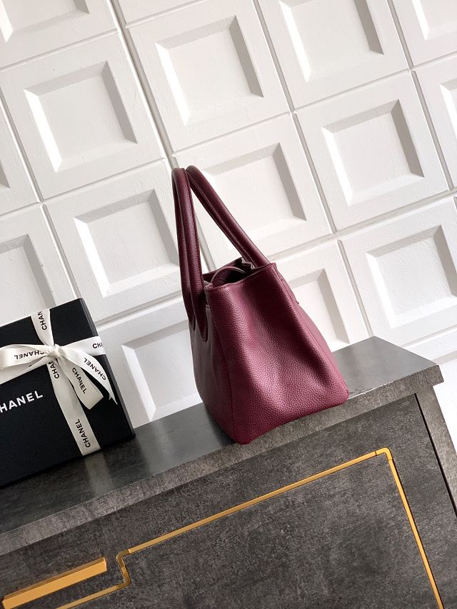 CC grained calfskin small tote bag AS2156 wine