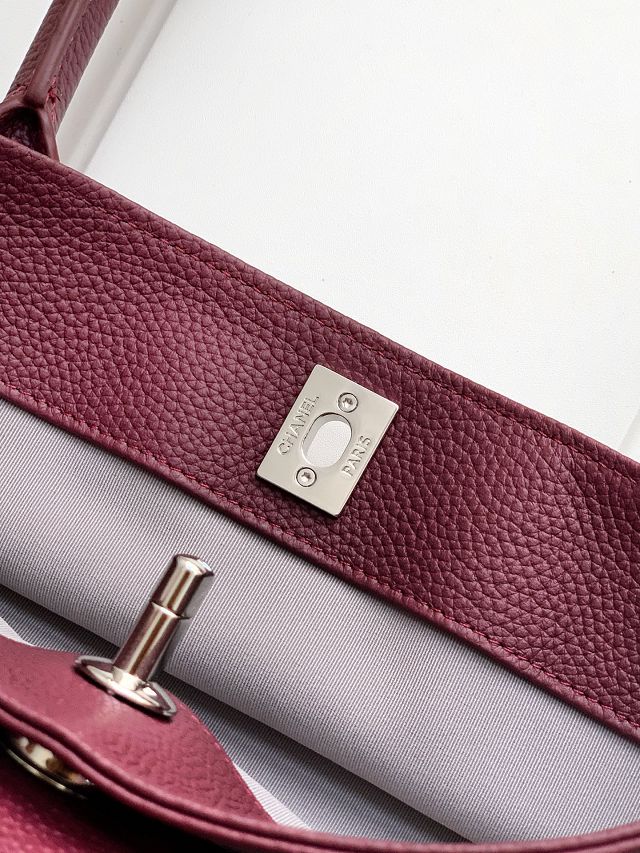CC grained calfskin small tote bag AS2156 wine