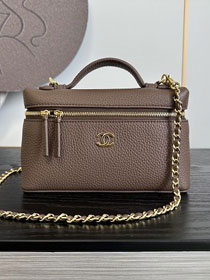 CC grained calfskin small vanity with chain AP5346 light brown