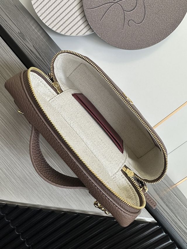CC grained calfskin small vanity with chain AP5346 light brown