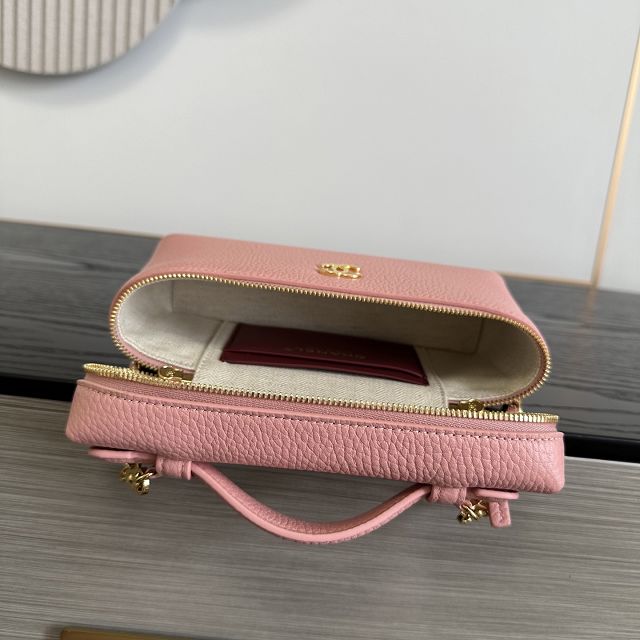 CC grained calfskin small vanity with chain AP5346 pink